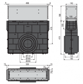 Пескоуловитель AlcaРlast с щелевой асимметричной надставкой из оцинкованной стали С250 AVZ101R-R122R