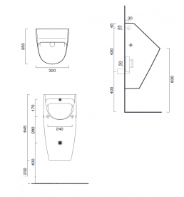Писсуар Catalano Sfera подвесной керамика черный матовый 1OR64NS