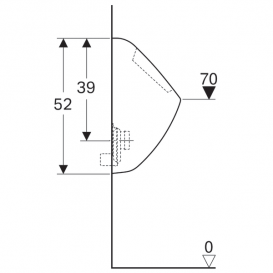 Писсуар Geberit Pareo для крышки задний подвод воды горизонтальный выпуск санфарфор белый 236100000