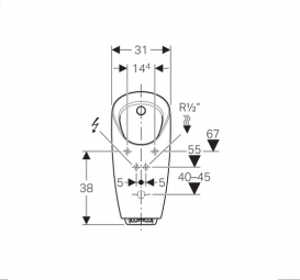 Писсуар Geberit Preda для встроенного управления белый 116.075.00.1