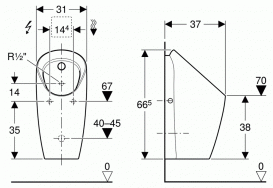 Писсуар Geberit Preda для встроенной в стену системы смыва белый 116.070.00.1