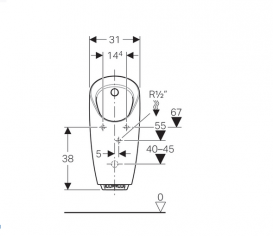 Писсуар Geberit Preda с интегрированной системой смыва питание от батареек белый 116.073.00.1