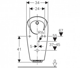Писсуар Geberit Selva с интегрированной системой смыва питание от генератора белый 116.084.00.1