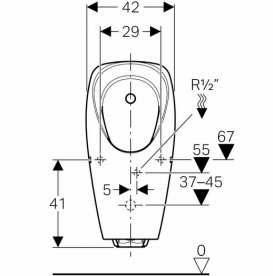 Писсуар Geberit Tamina с интегрированной системой смыва питание от генератора белый 116.144.00.1