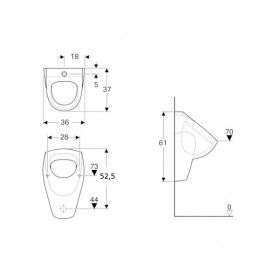 Писсуар настенный Geberit Selnova 36х37 см фарфор белый 500.343.01.1