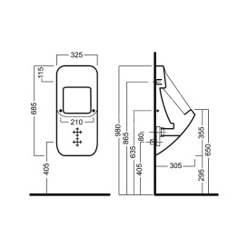 Писсуар настенный Hatria Fusion Q 32,5х68,5 см санитарная керамика белый глянцевый 00YXC301