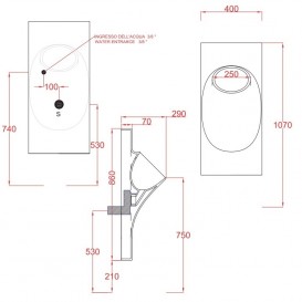 Пісуар підвісний ArtCeram Sotto Sopra + Up електронний білий глянсовий OSO002 01; 00