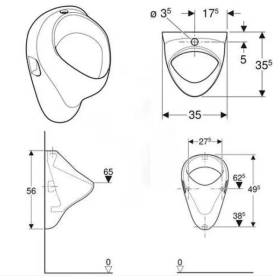 Писсуар подвесной Geberit Felix 35х35,5 керамика белый 502.885.00.1