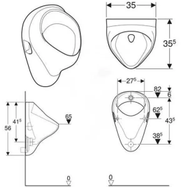 Писсуар подвесной Geberit Felix 35х35,5 керамика белый 502.895.00.1