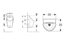 Писсуар подвесной Geberit Selnova M 35х33 см сантехнический фарфор белый 503.125.00.1