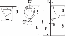 Пісуар підвісний Jika Korint верхній підвід білий H8441000004401