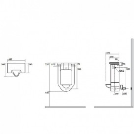 Пісуар підвісний Kerasan Waldorf з сифоном і кріпленням білий 413001