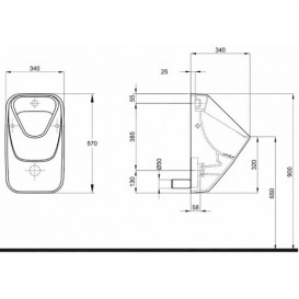 Писсуар подвесной KOLO NOVA PRO 34x34x57h см белый M36000000