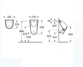 Писсуар подвесной Roca Chic с радарным сенсором керамика белый A35948O00R