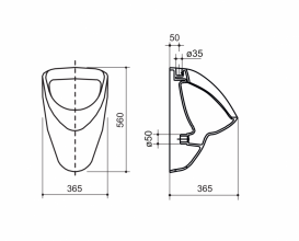 Пісуар підвісний Roca Merino підведення води зверху кераміка білий A3590J0000