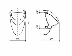 Писсуар подвесной Roca Merino подвод воды сзади керамика белый A3590J1000