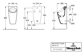 Пісуар підвісний Villeroy & Boch Architectura 32,5х35,5 см з міткою альпійський білий 55860501