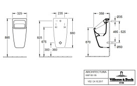 Пісуар підвісний Villeroy & Boch Architectura 32,5х35,5 см з міткою альпійський білий 55870501