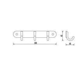 Планка с 3 крючками Аквародос Gloria gun metal АР000105341