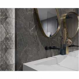 Плитка керамограніт Paradyz Marvelstone Grey Heksagon Gres Szkl. Mat. 19,8х17,1 см R---198X171-1-MARV.GR