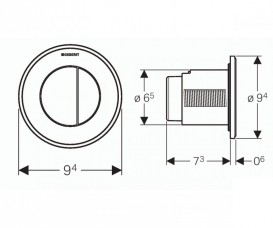Пневмокнопка змиву для унітазу Geberit Type 10 подвійний змив хром матовий / хром глянсовий / хром матовий 116.056.KN.1