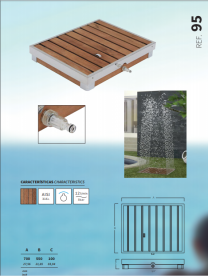 Поддон со встроенным душем AQA нержавеющая сталь/тик коричневый 95