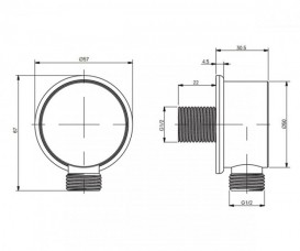 Підключення шланга TOTO NC Shower Elbow для душового шланга без вентиля хром VHC500