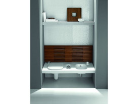 Подвесная система со встроенным унитазом справа и биде слева Hatria G-Full 120х50 см санфарфор белый глянцевый 00YXJS01