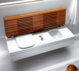 Подвесная система со встроенным унитазом слева и биде справа Hatria G-Full 120х50 см санфарфор белый глянцевый 00YXJR01