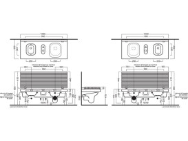 Подвесная система со встроенным унитазом слева и биде справа Hatria G-Full 120х50 см санфарфор белый глянцевый 00YXJR01