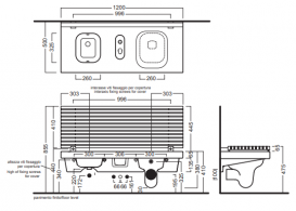 Підвісна система з вбудованим унітазом справа і біде Hatria G-Full санфарфор білий YXJS01