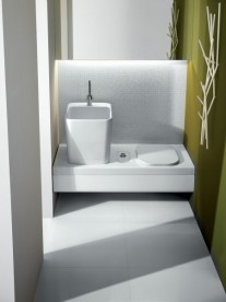 Підвісна система з вбудованим унітазом справа і місцем для раковини Hatria G-Full санфарфор білий YXJW01