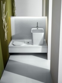 Підвісна система з вбудованим унітазом зліва і місцем для раковини Hatria G-Full санфарфор білий YXJX01