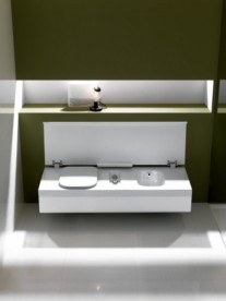 Підвісна система з вбудованим унітазом зліва і біде Hatria G-Full 50х141.5 см санфарфор білий YXJT01