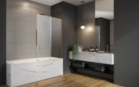 Рухлива частина шторки для ванни Radaway Furo Gold 83.8х150 см PND II ліва профіль золото скло прозоре 10109838-09-01L