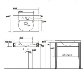 Полка для консоли под раковину Kerasan Bentley 80х50 см стекло 918601