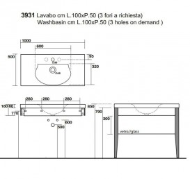 Полку для консолі під раковину Kerasan Bentley 100х50 см скло 918701
