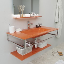 Полиця для ванної Marsan 80х35 см скло помаранчевий Marsan80х35orange