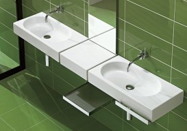 Полку для ванної під раковину Hatria AREA 34х30.5 см латунь / скло хром Y0XY