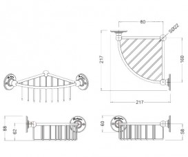 Полочка для ванной Burlington решетчатая угловая латунь золото A22 GOL