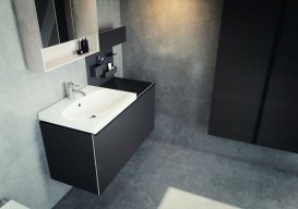 Поличка для ванної Geberit Acanto 45 см лава матовий/глянцеве скло 500.617.JK.2