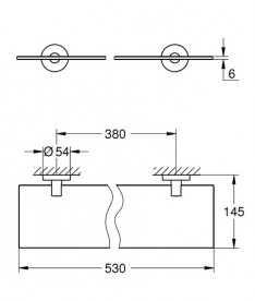 Полиця для ванної Grohe QuickFix Start 53 см суперсталь/прозоре скло 41202DC0