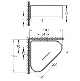 Полочка для ванной Grohe Selection угловая c держателем стекло 41038000