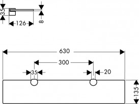 Полочка для ванной Hansgrohe Axor Uno стекло/шлифованный никель 41550820