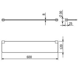 Полиця для ванної Kludi Vela R 60 см брошурований нікель PVD 58973N5