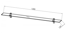 Полочка для ванной Kolpa-san 120х12 см прозрачное стекло 529190