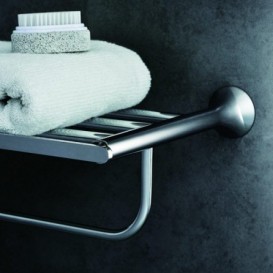 Поличка для ванної Kraus Amnis з тримачем для рушників латунь хром KEA-11142CH