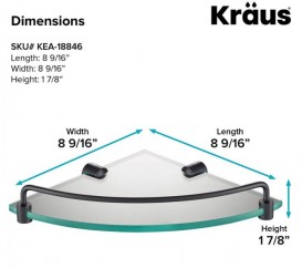 Поличка для ванної Kraus Elie скляна з бортиком матовий чорний KEA-18846MB