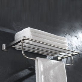 Полочка для ванной Kraus Fortis с держателем для полотенец латунь хром KEA-13342CH