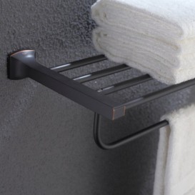 Полочка для ванной Kraus Fortis с держателем полотенец темный шоколад KEA-13342ORB